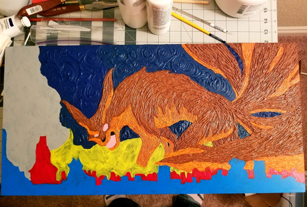 wip nine-tailed fox painting