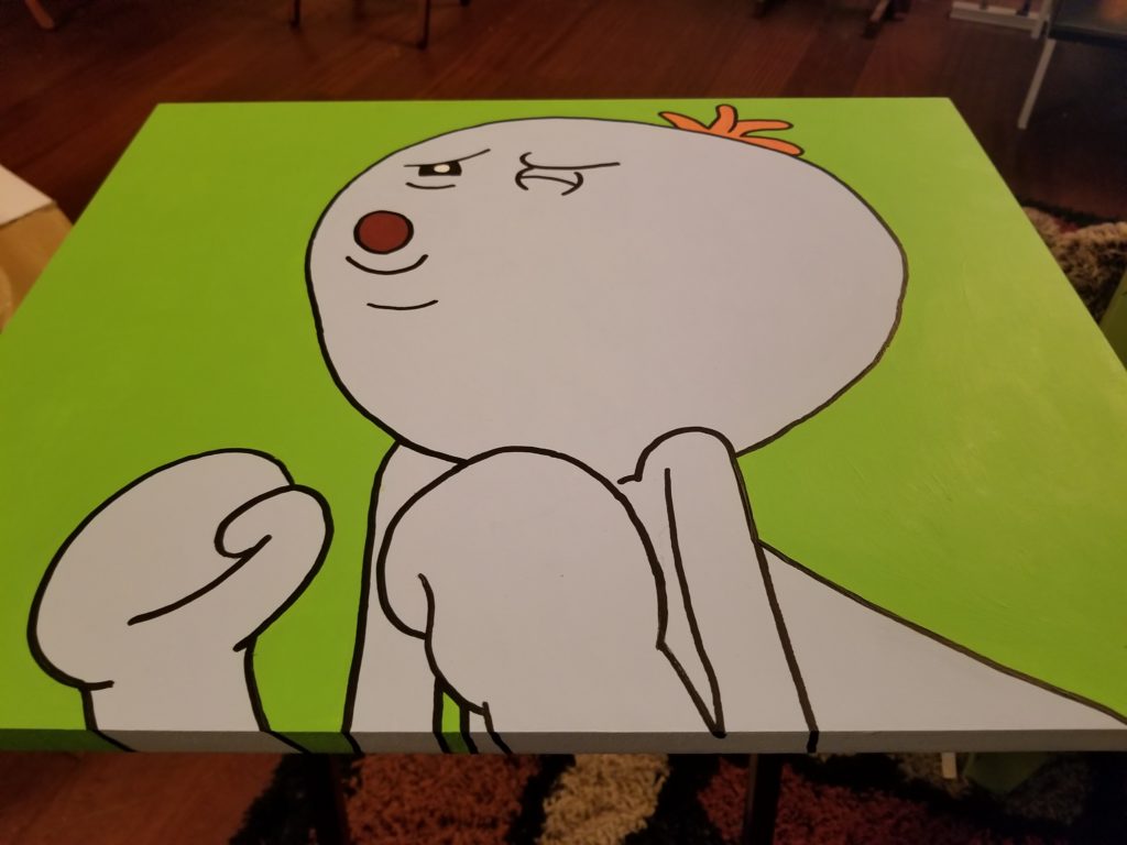 Mr. Meeseeks painted TV tray