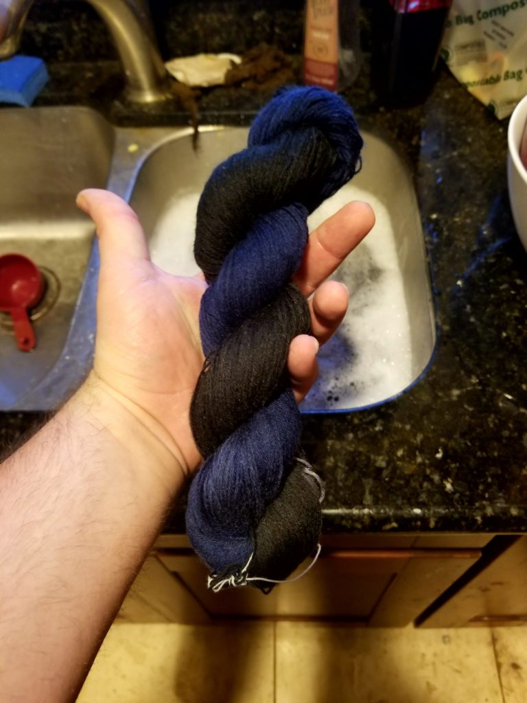 Black and blue skein of wool