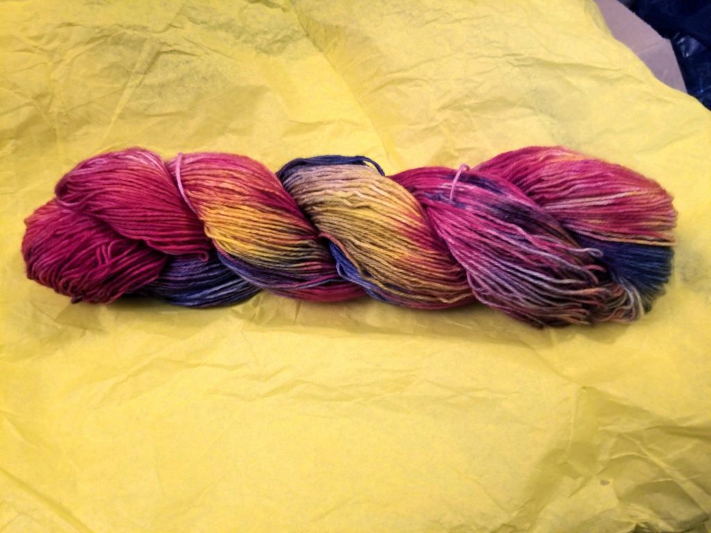 hand-dyed skein of sock yarn