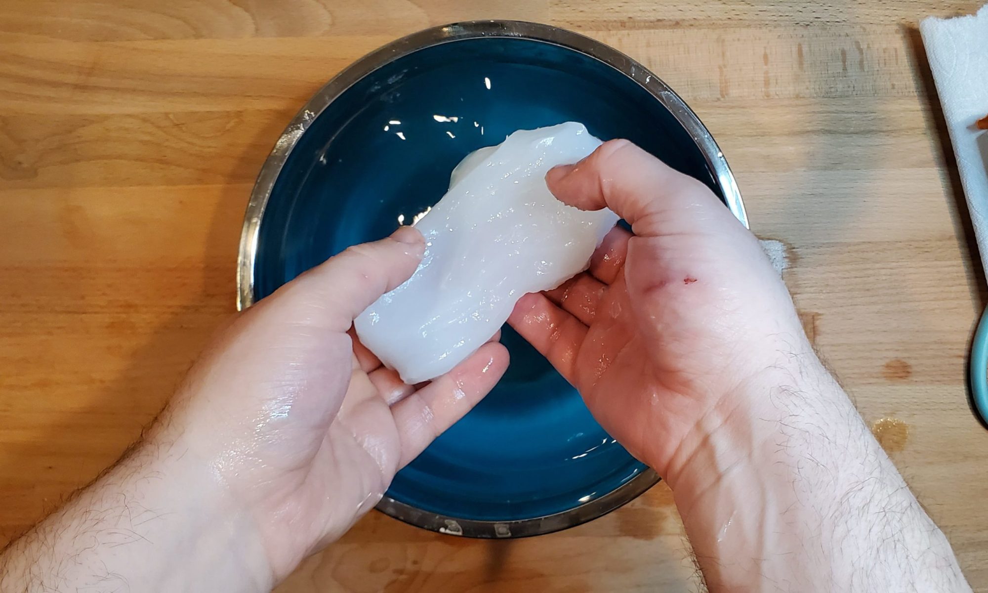 a mass of silicone in soapy water