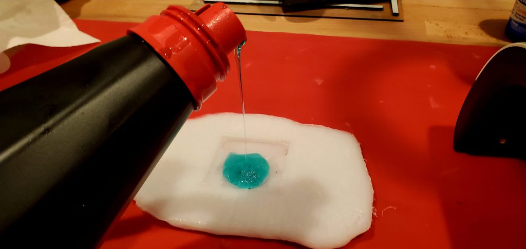 stamping photopolymer pouring into mold