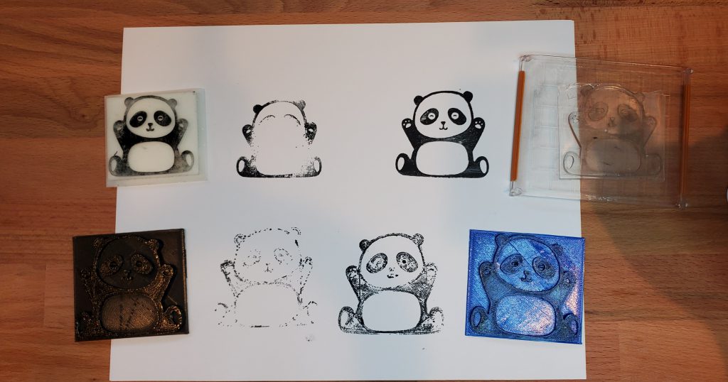 comparison of 3d printed stamps without sanding