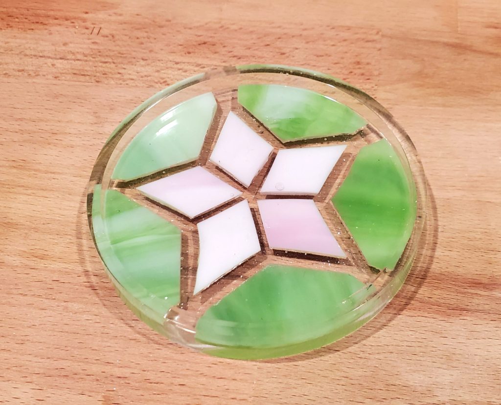 first stained glass resin coaster out of the mold