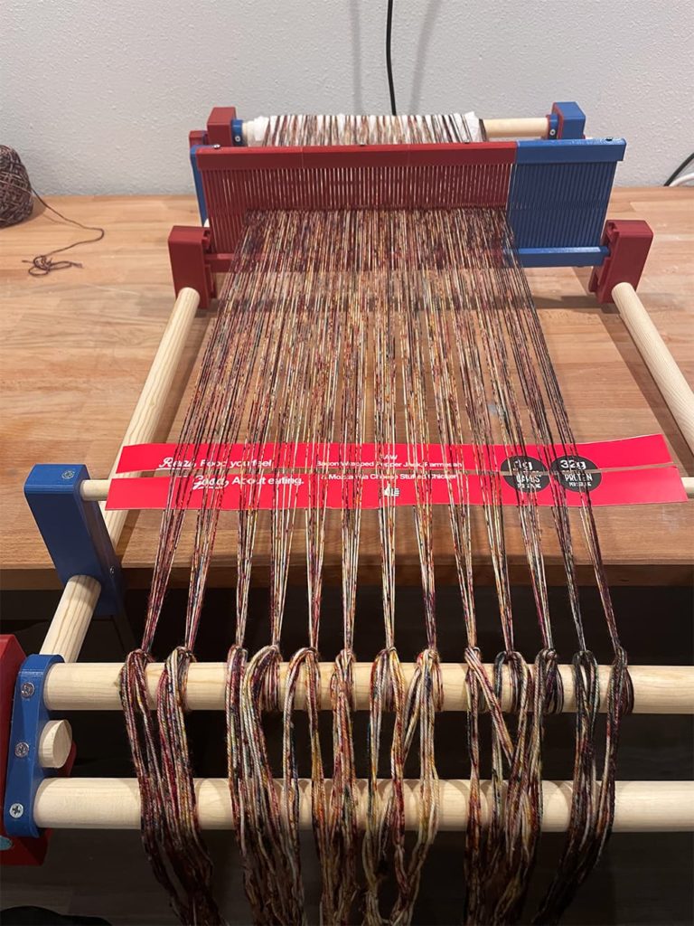 3d printed loom set up for project