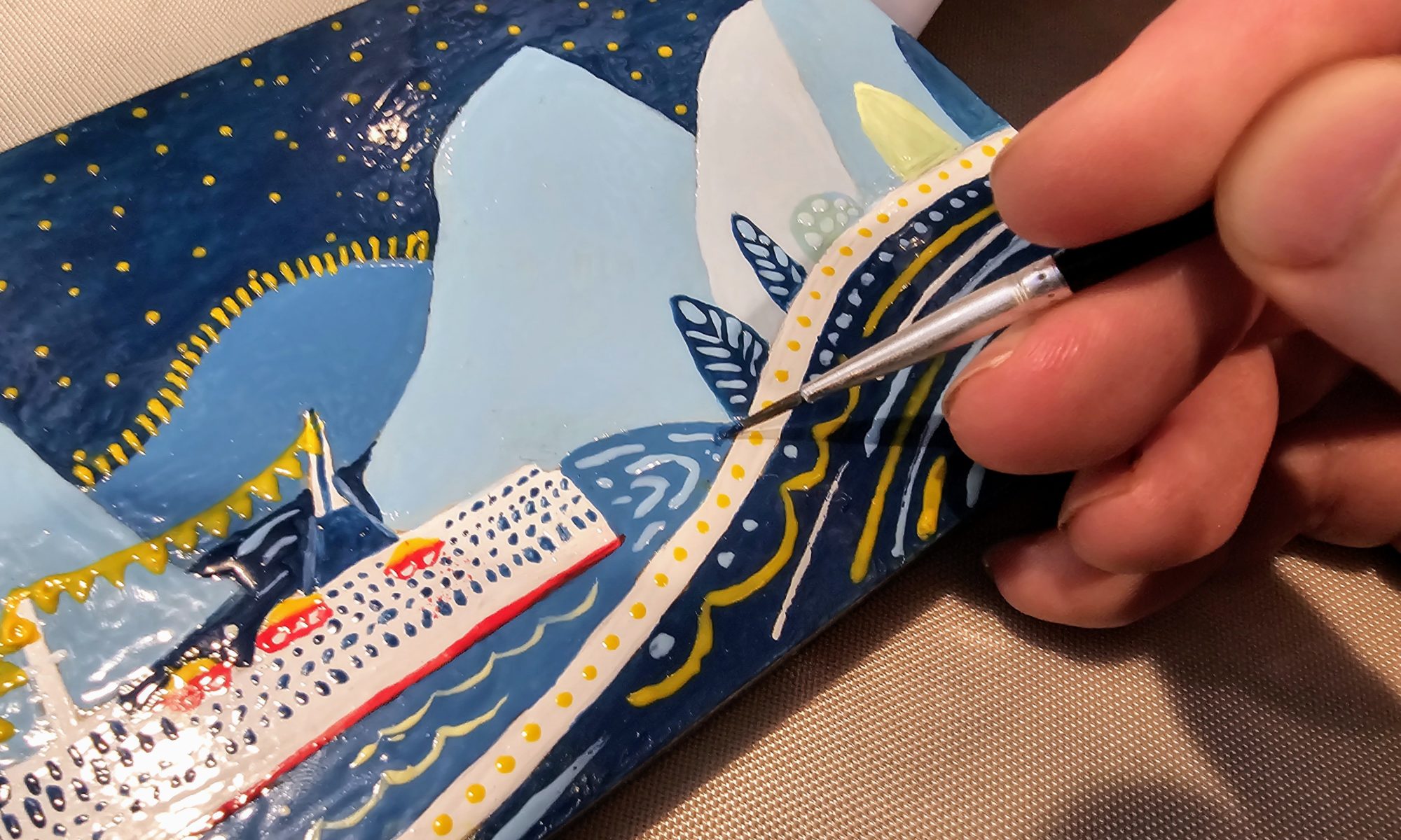 painting a little smudge with nail polish